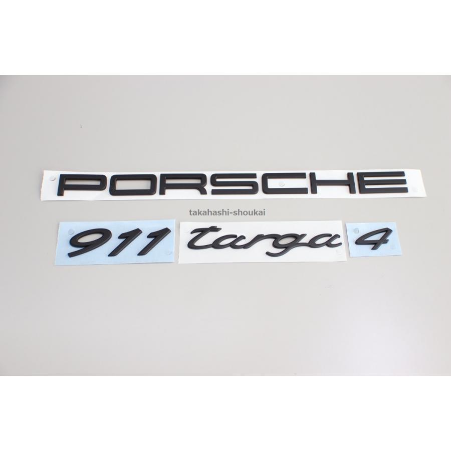ポルシェ純正部品 リアエンブレム ’PORSCHE 911 targa 4’　マットブラック (艶消し黒)　991型　ポルシェ911 タルガ・タルガ４ 他