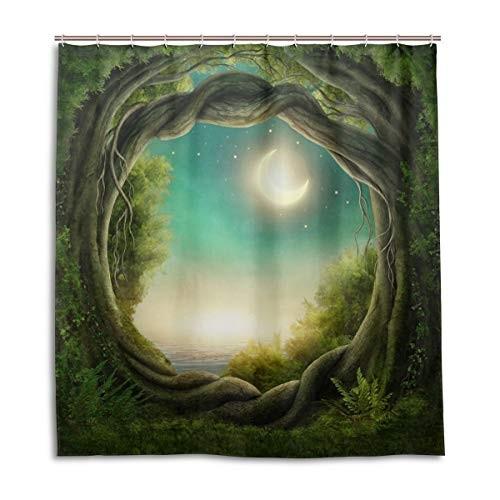 3d シャワーカーテン バスカーテン 浴室 防水防カビ 目隠し用 リング付属 180x180cm 夢幻の森 Yvl Hi Bridgeストア 通販 Yahoo ショッピング