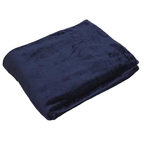 吸湿発熱 なめらか フランネル毛布 洗える シングル 140×200cm (ネイビー)