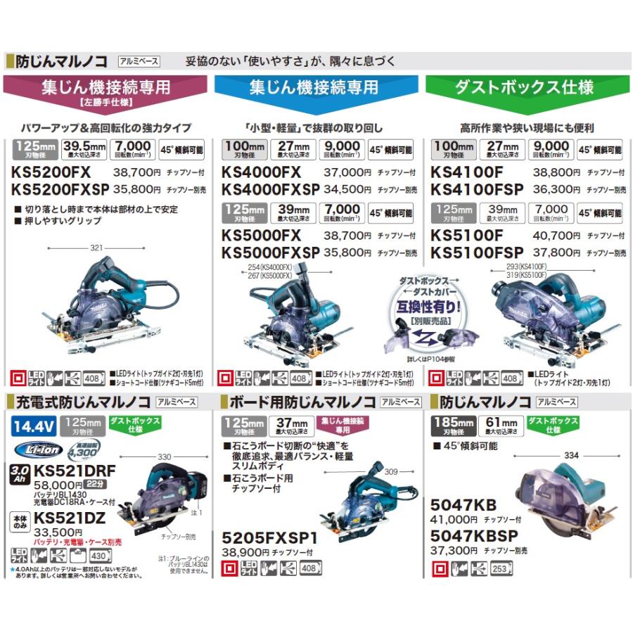 マキタ(makita) KS5200FX 125ｍｍ防塵マルノコ 集じん機接続専用 左勝手仕様 チップソー付き｜takahashihonsha｜03