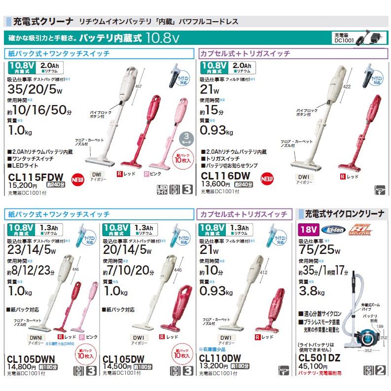 マキタ（makita） CL106FDSHW 充電式クリーナー カプセル式 10.8V 1.5 