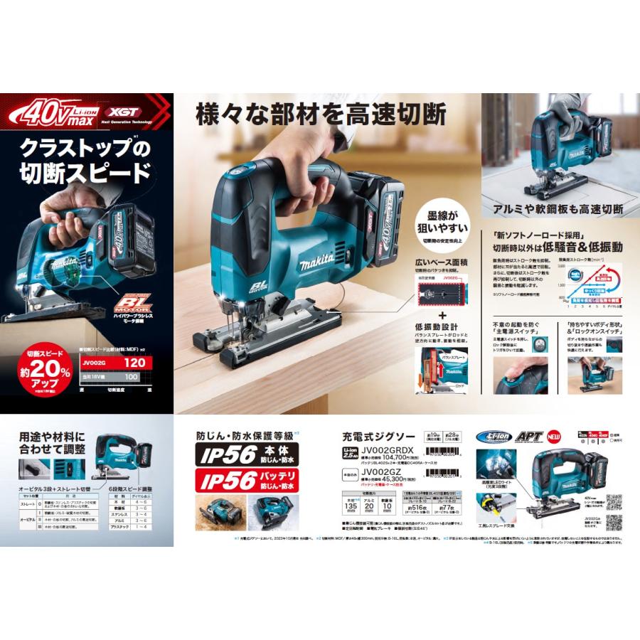 マキタ マキタ(makita) JV002GRDX 充電式ジグソー 40V 2.5Ah マキタ マキタ(makita) JV002GRDX 充電式ジグソー 40V 2.5Ah