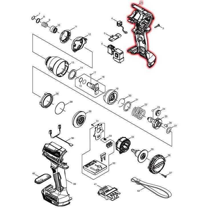 マキタTD171用ハウジング マキタ（makita） 部品 ハウジングセット品（ホワイト） 183J63-2 図番