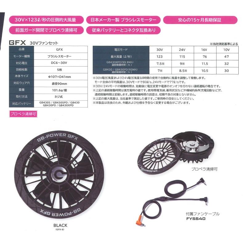 長信ジャパン GB-POWER GFX-B 空調ウェアー用ファンセット ブラック