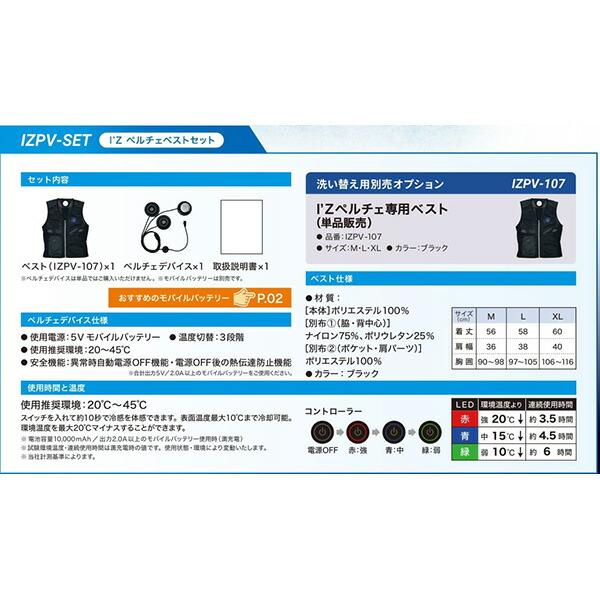 ペルチェベストセット　XLサイズ グリーンクロス 作業服 ペルチェ ベスト デバイスセット【XL