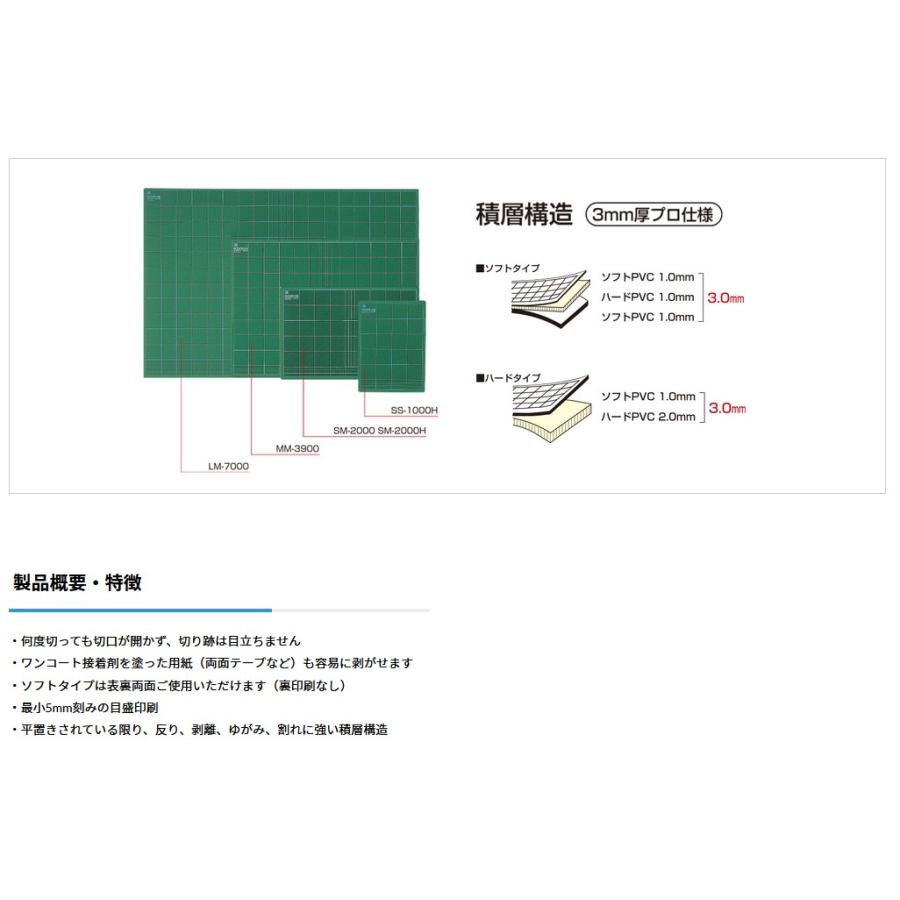 ムラテックKDS セフティベース 620×900×3mm グリーンソフトタイプ LM-7000 カッターマット｜takahashihonsha｜02