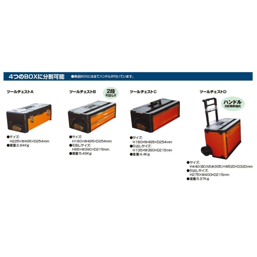 trad 合体式ツールチェスト TRD-TC5 用途に応じて4つに分割可能で単品でも持ち運びが可能です｜takahashihonsha｜08
