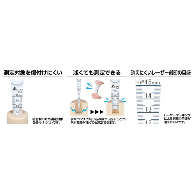 シンワ測定 テーパーゲージ ABS製 1〜15mm ホワイト 62622｜takahashihonsha｜04