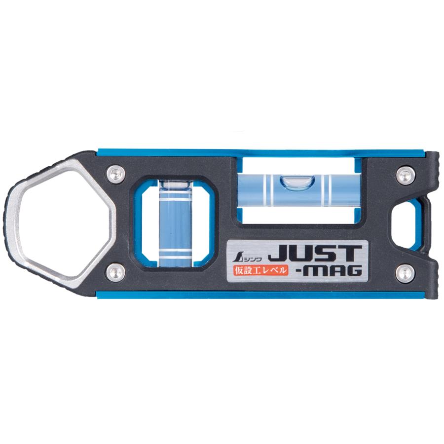 シンワ測定 仮設工レベル JUST-MAG 100mm ブルー マグネット付 73412