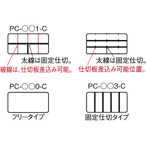 リングスター　ポケットケース　ＰＣ−２１３クリア　固定仕切タイプ　外形寸法:210×110×38　工具箱　小物入れ｜takahashihonsha｜03