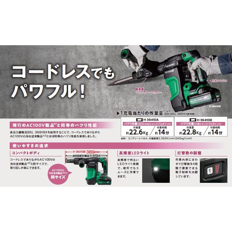 HiKOKI HiKOKI(ハイコーキ) H3641DB(NNK) 充電式ハンマー 六角 HiKOKI HiKOKI(ハイコーキ) H3641DB(NNK) 充電式ハンマー 六角