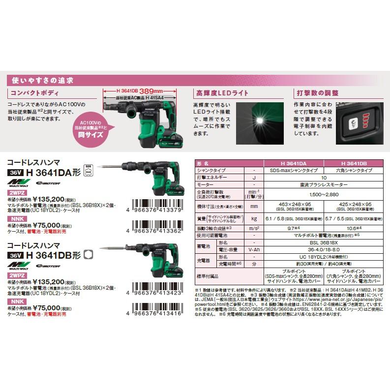 HiKOKI HiKOKI(ハイコーキ) H3641DB(NNK) 充電式ハンマー 六角 HiKOKI HiKOKI(ハイコーキ) H3641DB(NNK) 充電式ハンマー 六角