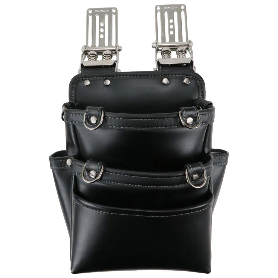 クンクン　製作依頼品 藤原産業 SHOX(藤原産業) 腰袋 3段 SHX-15 衝撃吸収機構 牛革製工具