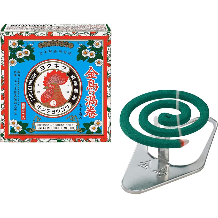 金鳥 の渦巻 蚊取り線香 ミニサイズ 30巻 (線香立て1個入り