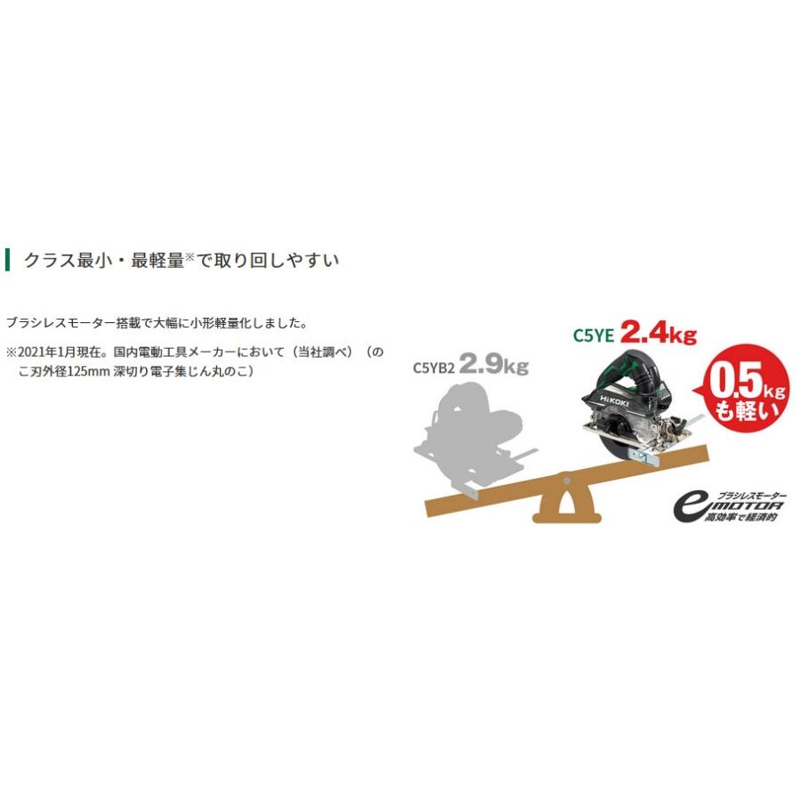 HiKOKI HiKOKI(ハイコーキ) C5YE 125mm深切り電子集じん丸のこ HiKOKI HiKOKI(ハイコーキ) C5YE 125mm深切り電子集じん丸のこ