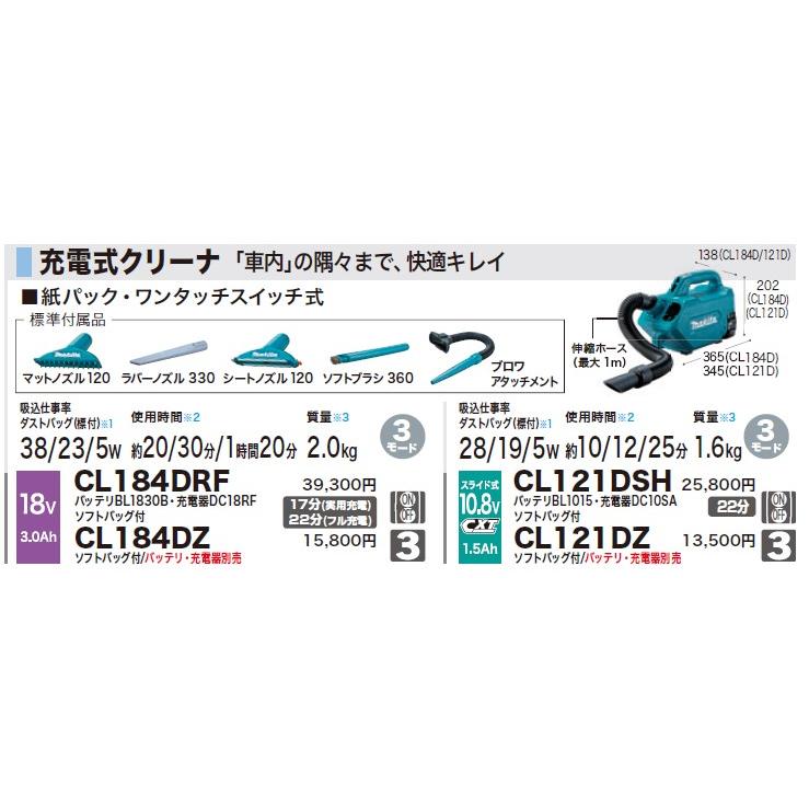 マキタ（makita） CL184DRF 充電式クリーナー 18V 3.0Ah バッテリー