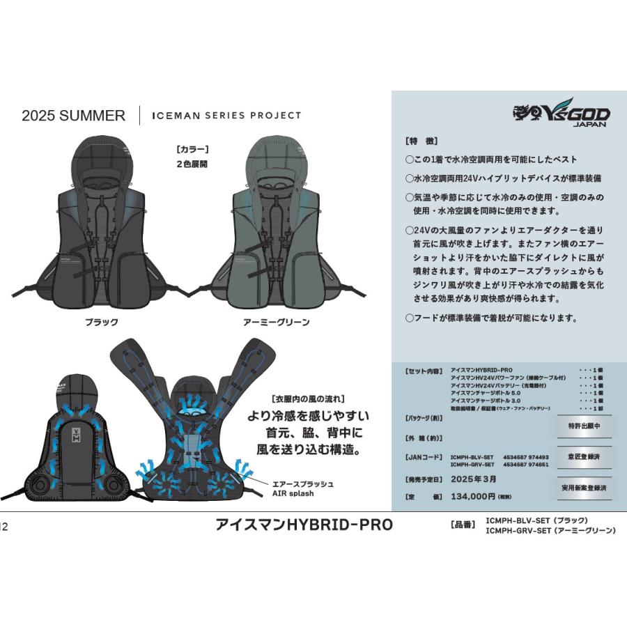 アイスマンベストプロ HYBRID-PRO 水冷ファン・バッテリー付2025年 Amazon.co.jp: アイスマン PRO X ハイブリッド ベスト 2025年