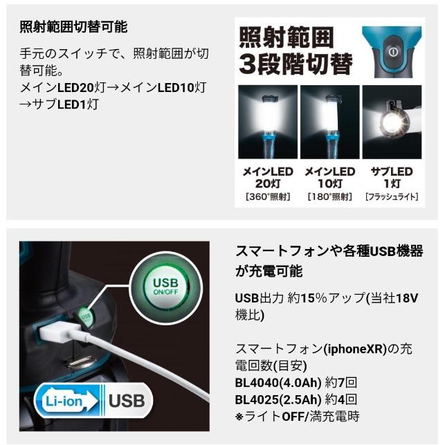 マキタ(makita) ML002G 充電式LEDワークライト【本体のみ】40V｜takahashihonsha｜03