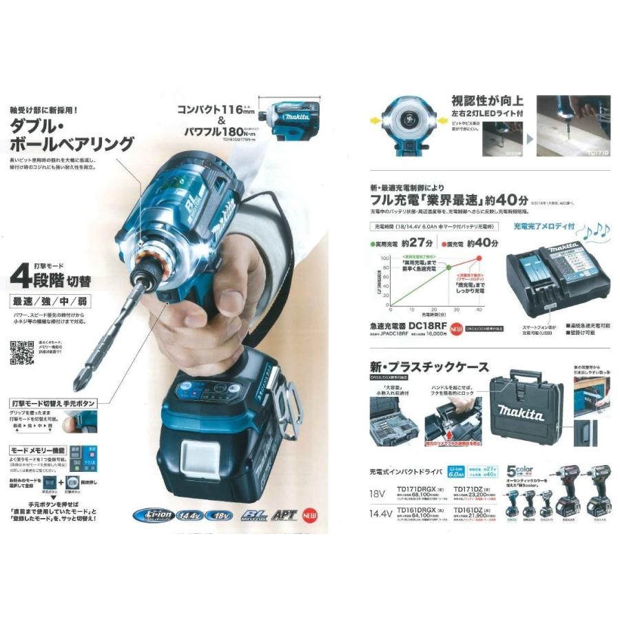 マキタ TD171DRGX 充電式インパクト 18V 6.0Ah ゼロブレ 楽らく4