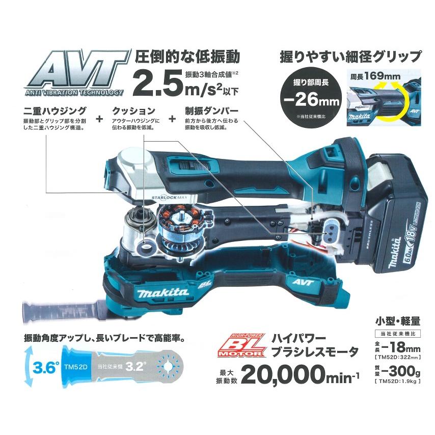 マキタ マキタ(makita) TM52DZ 充電式マルチツール 18V 本体+ マキタ マキタ(makita) TM52DZ 充電式マルチツール 18V 本体+