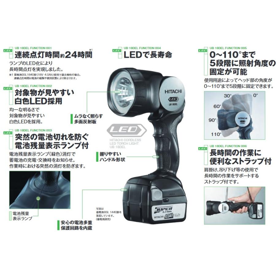 HiKOKI(ハイコーキ) UB18DEL 充電式トーチライト 18V 14.4V【本体のみ】【3193】|高橋本社|02