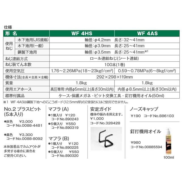 ハイコーキ(日立工機) WF4HS(AG) 特別限定色「アブソリュートグリーン」 高圧ねじ打機 41mm ターボドライバー｜takahashihonsha｜03