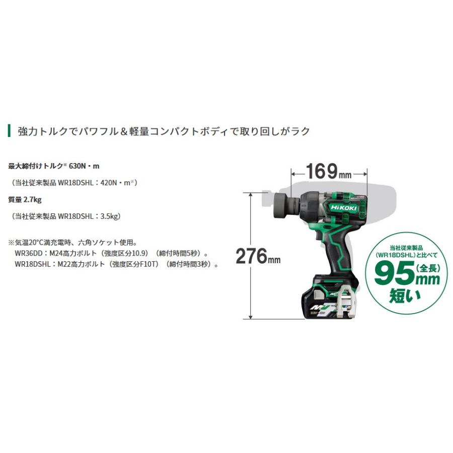 HiKOKI ハイコーキ インパクトレンチ WR36DD(2XPS) 充電器・充電池2個・ケース付 Amazon.co.jp: HiKOKI(ハイコーキ) 36V コードレス インパクトレンチ