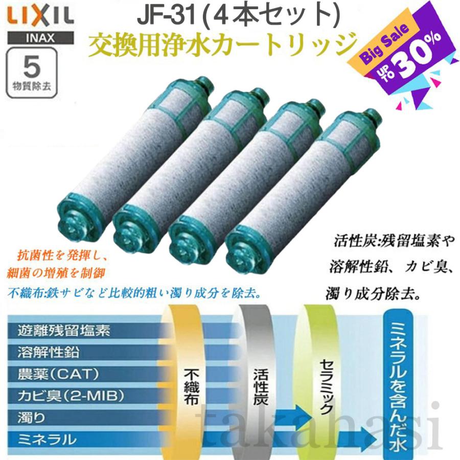 LIXIL INAX JF-31 4個セット オールインワン浄水栓 交換用浄水カートリッジ リクシル ふるさと割 キッチン部品 標準タイプ 受賞店舗 イナックス 15+2物質高除去 4本入り