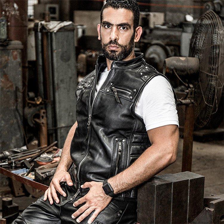 公式 たかともストアバイク革ベスト ライダーメンズ 牛革 バイク