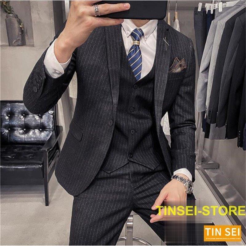 スーツ セットアップ 3点 ネクタイ カフス付き-