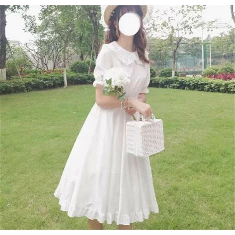 夏秋ワンピース 無地 ロリータ 白ワンピ レディース 可愛い 姫様 ロリータ風ワンピ ゴスロリ 日系女子中高生 クラシカル ゴシック ミディアム丈 ひ Takaea たかともストア 通販 Yahoo ショッピング