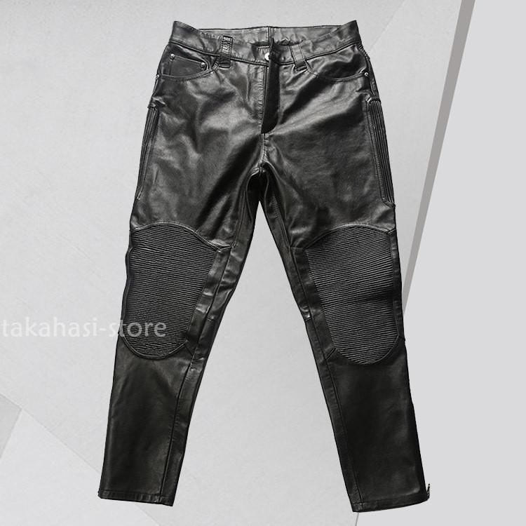 により⋷ バイクパンツ メンズ 本革パンツ 革パンツ レザーパンツ 馬革