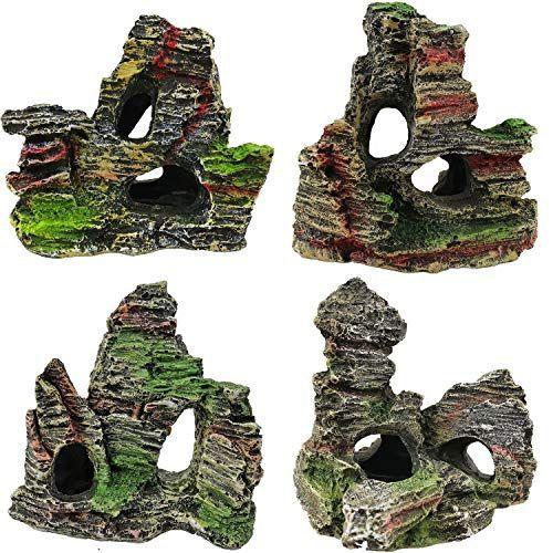 水槽 用 岩 アクアリウム オーナメント セット 模型 熱帯魚 飾り オブジェ 岩石 全4種セット Sedistudio