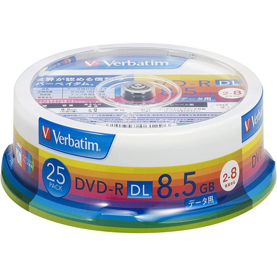 三菱ケミカルメディア Verbatim 1回記録用 DVD-R DL DHR85HP25V1 (片面2層/2-8倍速/25枚パック) ホワイ  :20210925005525-00756:takamaru - 通販 - Yahoo!ショッピング