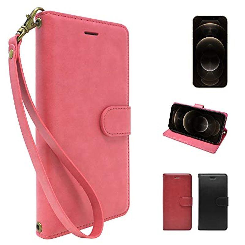 予約販売 シズカウィル(shizukawill) Apple iPhone12 / 12 Pro 手帳型 ピンク色 PUレザー サクラ ドロップ ケー iPhone用ケース