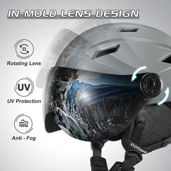 Odoland スキーヘルメット バイザースノーボードヘルメット OTGメガネ