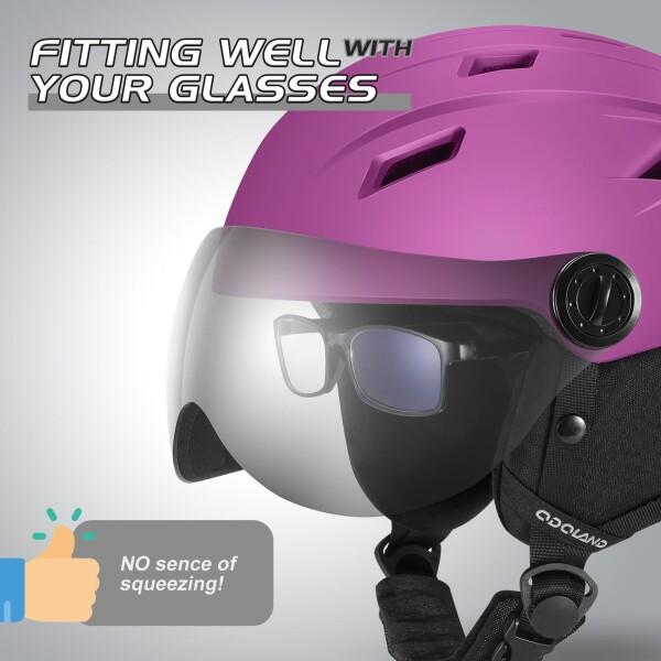 Odoland スキーヘルメット バイザースノーボードヘルメット OTGメガネ