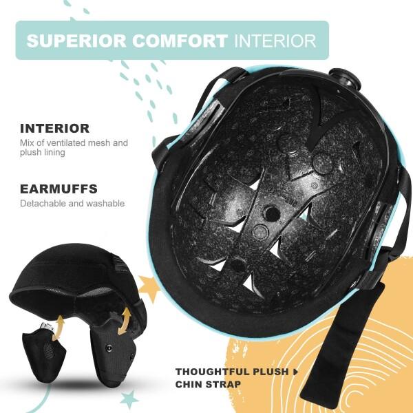 Odoland 子供用スキーヘルメット ゴーグル付き スノーボードヘルメット