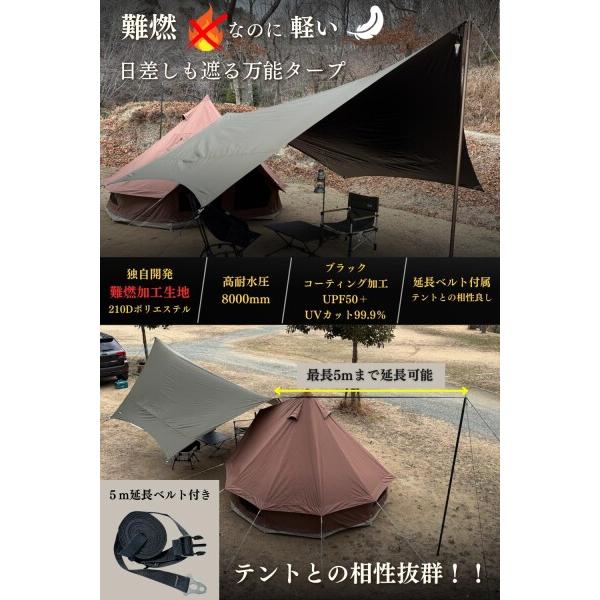 LUHANA タープ ヘキサタープ 難燃性ポリエステル 耐水圧8000mm