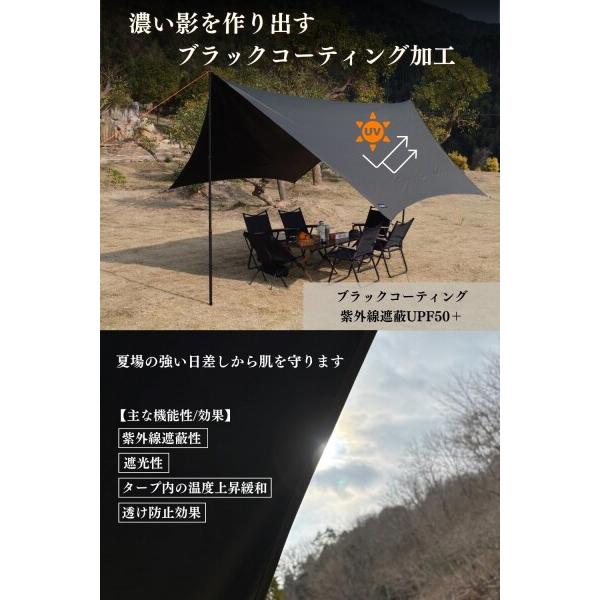 LUHANA タープ ヘキサタープ 難燃性ポリエステル 耐水圧8000mm