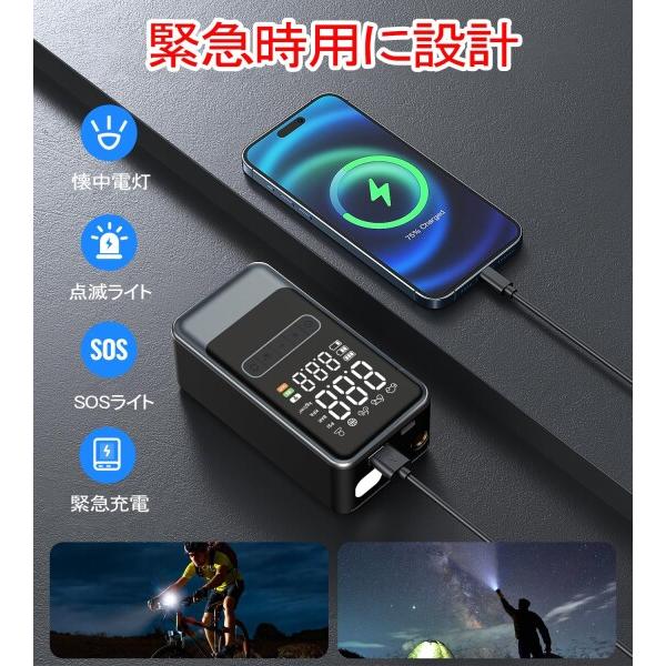 YUHAFO 空気入れ 自転車 電動 くうき入れ 最大圧力150PSI 充電式 英式