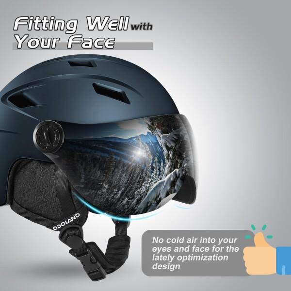 Odoland スキーヘルメット バイザースノーボードヘルメット OTGメガネ