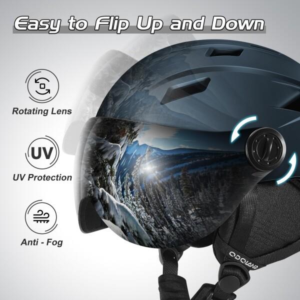 Odoland スキーヘルメット バイザースノーボードヘルメット OTGメガネ