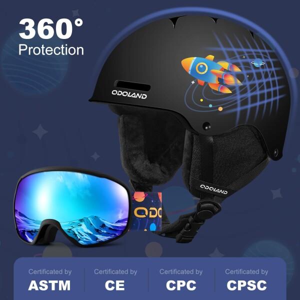Odoland 子供用スキーヘルメット ゴーグル付き スノーボードヘルメット