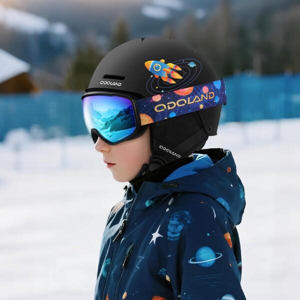 Odoland 子供用スキーヘルメット ゴーグル付き スノーボードヘルメット
