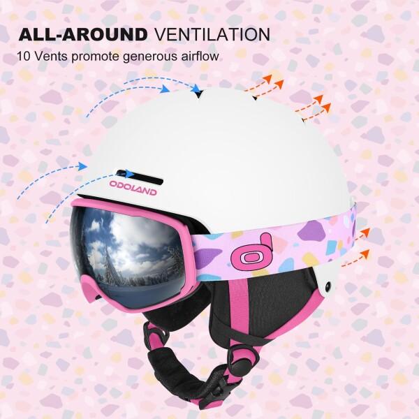 Odoland 子供用スキーヘルメット ゴーグル付き スノーボードヘルメット