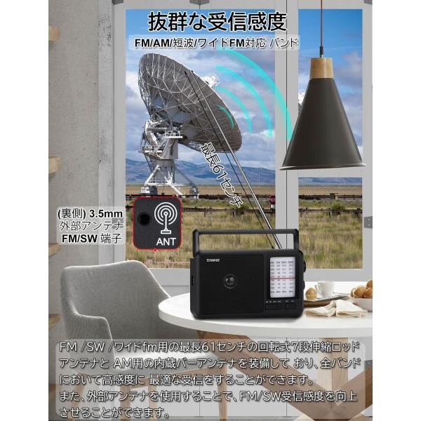 ZHIWHIS ラジオ FM/AM/短波/ワイドFM対応 乾電池式/外部電源使用可能