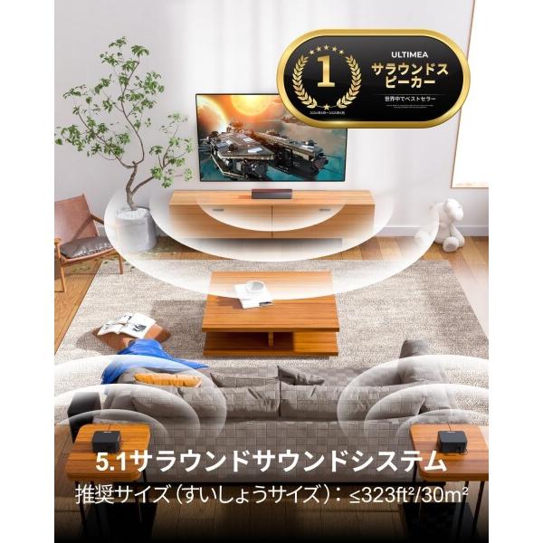 ULTIMEA サウンドバー 5.1ch スピーカー サラウンド 320W 大出力 APP