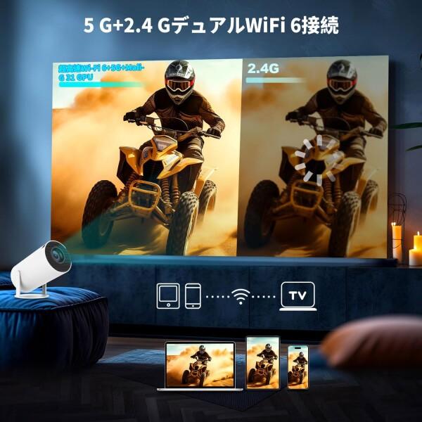 プロジェクター 18000ルーメン Android 13.0搭載 270度回転 4K対応