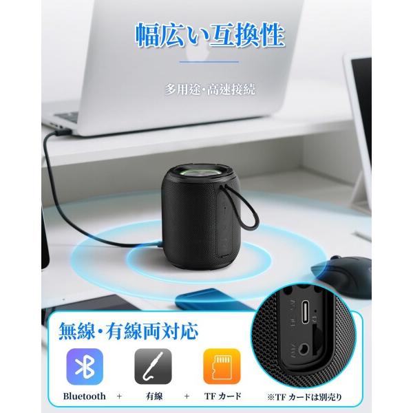 ZKBBA Bluetooth スピーカー 重低音強化 HIFI音質 長続航 IPX7防水